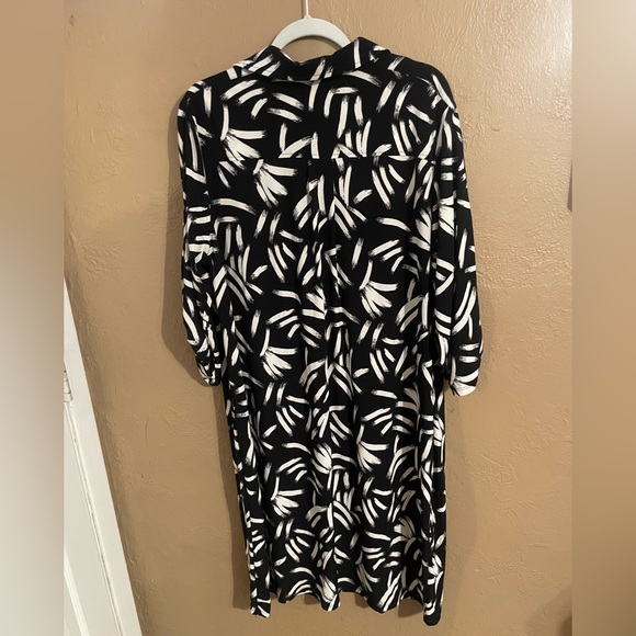 Alfani black and white belted knee length long sleeve dress office business plus - Picture 8 of 9